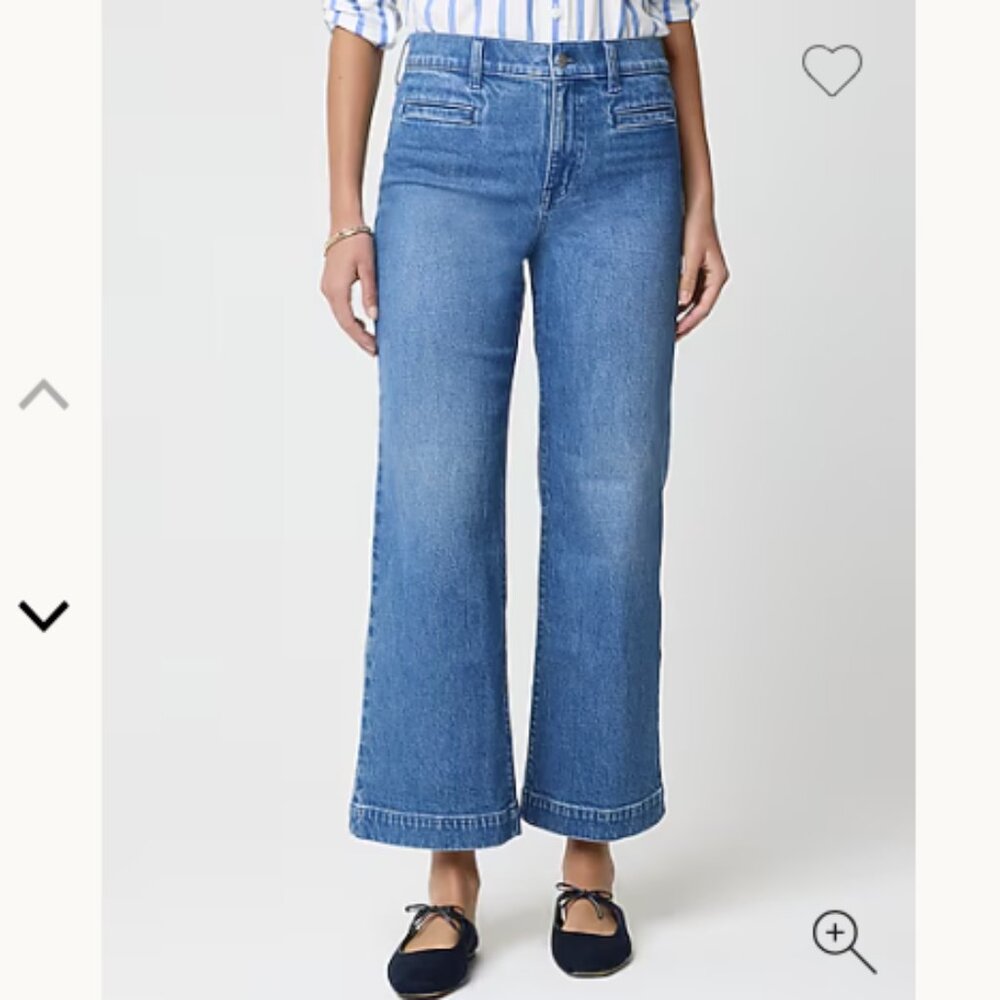 J.Crew Women's Jeans size 34 Medium Wash Wide Leg Crop with Welt Pocket
